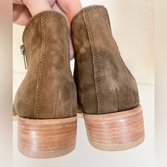 Johnston & Murphy Genuine Suede Zip Bootie in brown. 8.5 - Picture 2 of 9